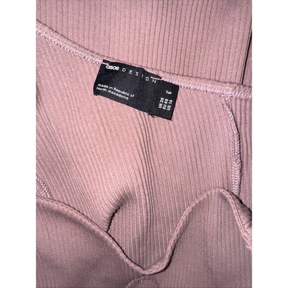 ASOS DESIGN Tall One Shoulder Long Sleeve Rib Midi Dress Size US 16 - Picture 10 of 11